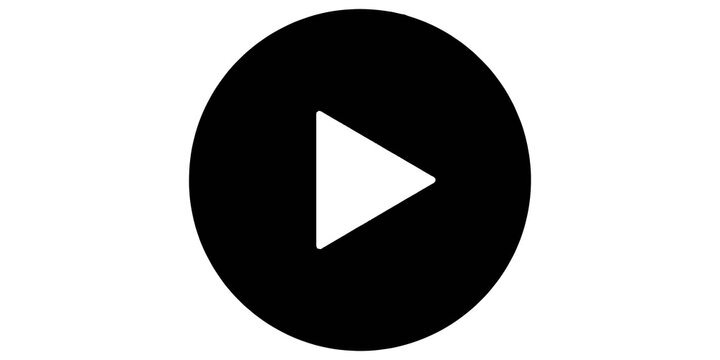 Play button icon in circle for video player interface and multimedia control design.