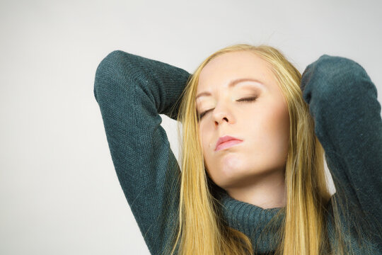 Sad confused young female
