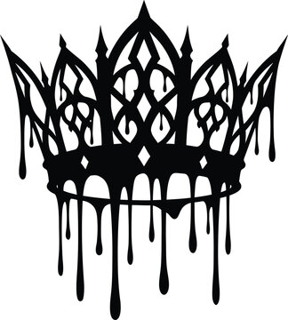 Gothic royal crown silhouette with dripping liquid and sharp peaks black crown dark royalty design liquid drip  symbol dripping silhouette medieval illustration