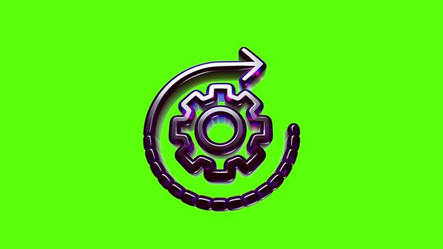 Metallic gear icon with a circular arrow representing process optimization and continuous improvement