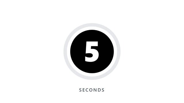 Minimalist ten second countdown timer with a circular progress bar on a white background.