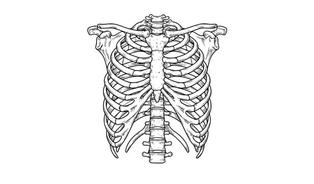 Human Thoracic Rib Cage Detailed Medical Vector Illustration