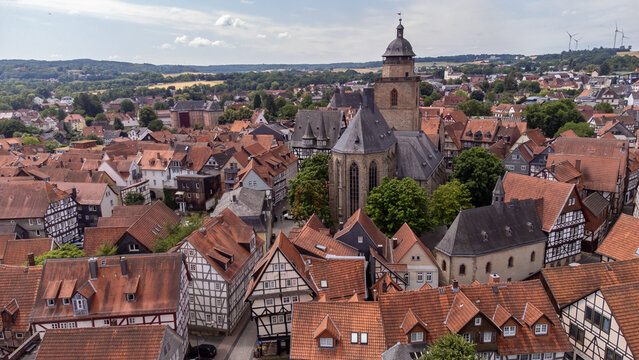 Aerial View Alsfeld a town in the center of Hesse, in Germany.
