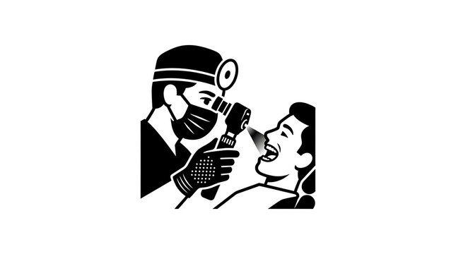 Doctor using an ophthalmoscope to examine a patient in a medical setting