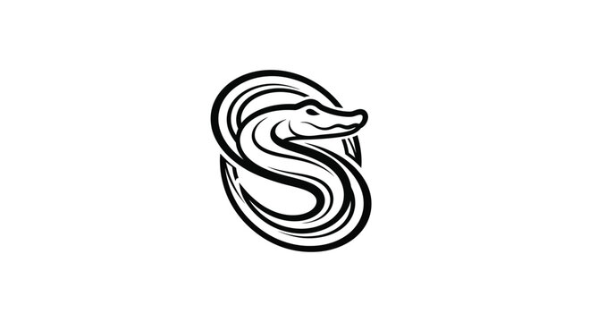 Elegant Snake Logo Design with Curved Body.