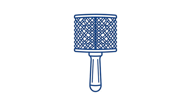 A blue monoline icon of a cabasa percussion instrument on a white background