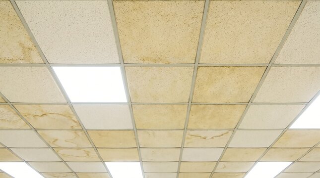 Water Stained Ceiling Tiles Around One Clean Replacement as a Deferred Maintenance Metaphor