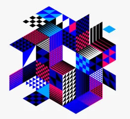 Fotobehang Onderzeeër 3D isometric cubic design vector geometric abstract background, modern city abstraction theme, construction buildings and blocks look like shapes, polygonal style.  © Sylverarts