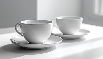 Fototapeta premium Minimal Ceramic Cup and Saucer Pair