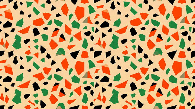 Modern terrazzo seamless pattern abstract colorful stone shapes background .