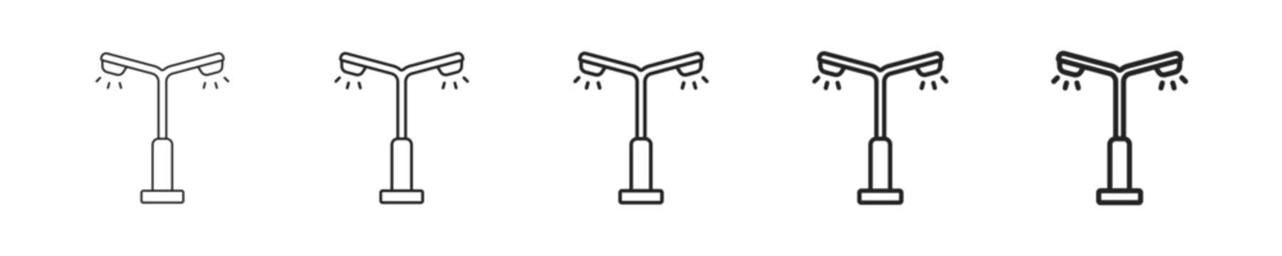Street Light vector icon in minimalist line style. Clean editable stroke illustration with geometric design and monochrome appearance, isolated on white background