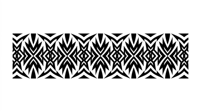 Tribal pattern border in black and white geometric style