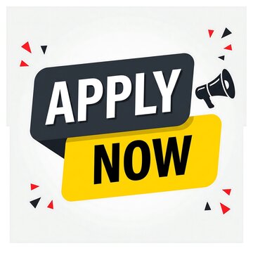 Apply now button with megaphone icon