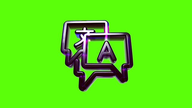 Shiny 3d language translation icon with speech bubbles and letter symbols for communication apps