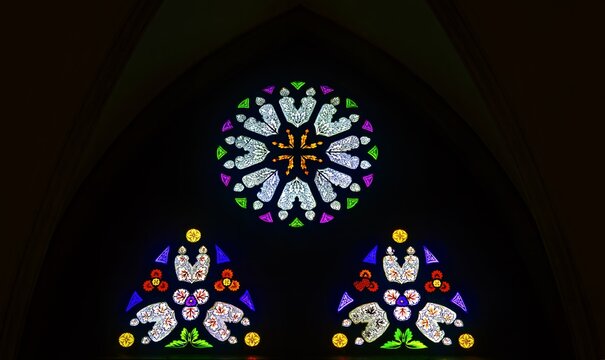 Admont, Styria, Austria, Europe, 4 July 2026, interior of church, stained glass window