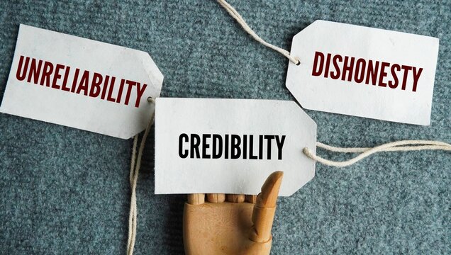 The word opposite to Credibility is Unreliability and Dishonesty. the quality of being trusted, reliable, and believable.