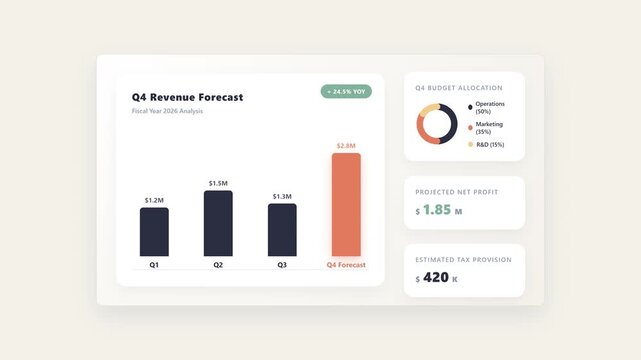 Minimalist Q4 Financial Forecasting & Budgeting Dashboard Animation