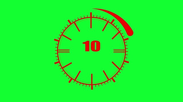 Clock 45 minutes duration timer countdown animation on green background.