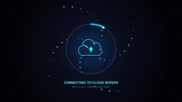 Digital cloud system update and server connection progress bar animation