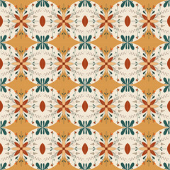 Classic Mediterranean ornamental floral tileable pattern, ethnic botanical wallpaper vector design © aristralala