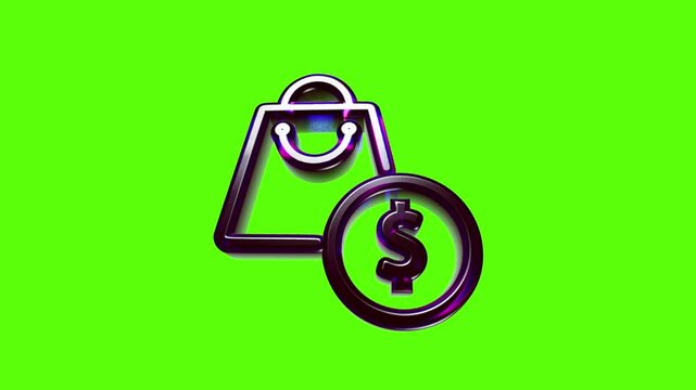 Shiny 3d shopping bag and dollar coin symbol icon for retail commerce and online store money concept