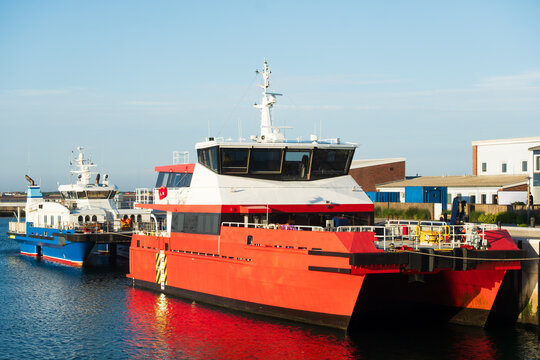 Offshore Wind Park Crew Transfer Vessels Lay Off, Wind Farm Maintenance And Construction