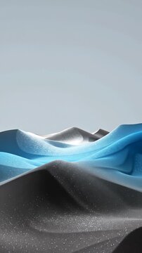 Abstract 3d Animation of Flowing Blue and Grey Sand Dunes in Motion
