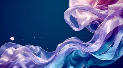 Obraz premium Flowing light forms ripple across a deep blue backdrop