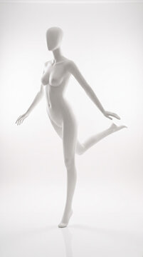 Maniqu&iacute; blanco s&oacute;lido sin costuras en referencia de pose de equilibrio y extensi&oacute;n