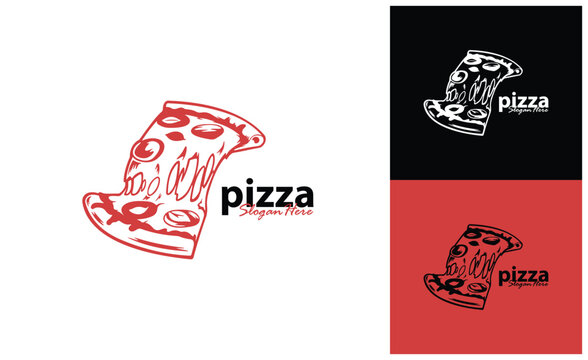 Pizza food logo design vector. Silhouette pizza food Template Illustration. Icon Symbol