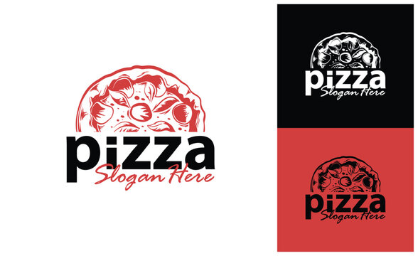 Pizza food logo design vector. Silhouette pizza food Template Illustration. Icon Symbol