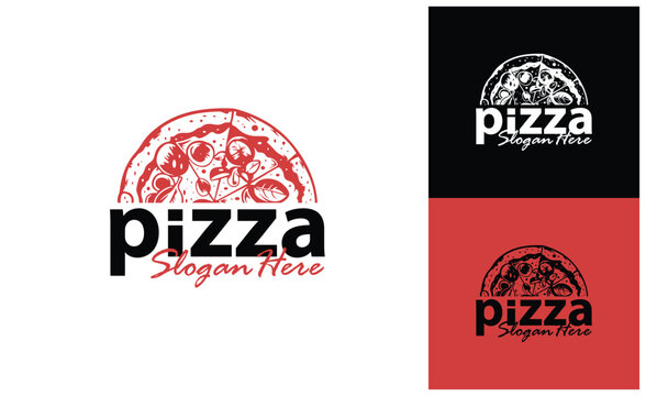 Pizza food logo design vector. Silhouette pizza food Template Illustration. Icon Symbol