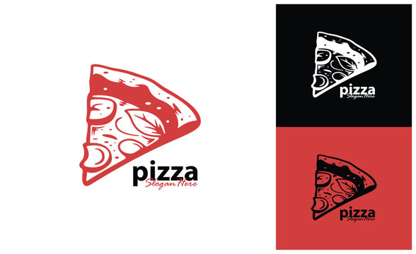 Pizza food logo design vector. Silhouette pizza food Template Illustration. Icon Symbol