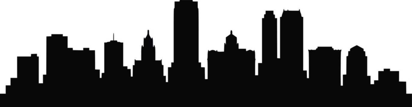 Tulsa Oklahoma City Skyline Vector Silhouette on White Background