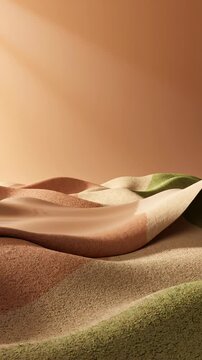 Abstract 3d Animation of Soft Wavy Fabric Surfaces in Earthy Tones