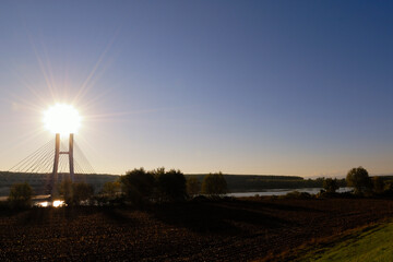 Obraz premium A railway bridge over the river