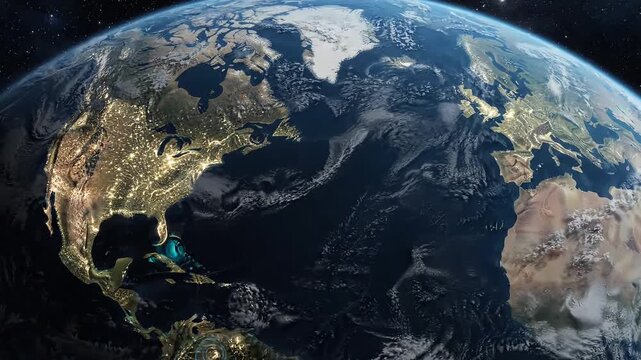 Planet Earth view from space showing North America and Atlantic Ocean