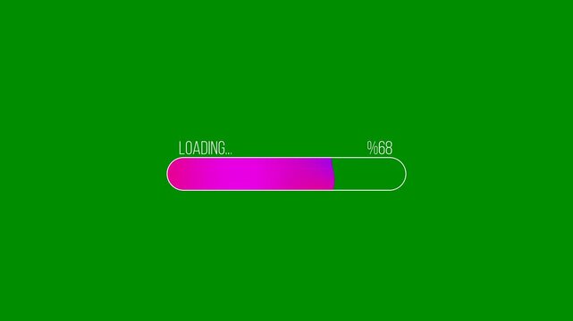 Pink loading bar animation on green screen, progress overlay for full percent, buffer process, download tasks, keying plate, motion graphic and stock video editing project packs.