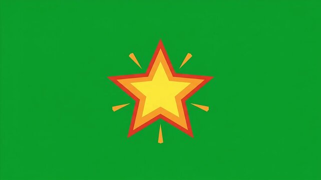 Golden Star Success Achievement Green Screen Cartoon Animation