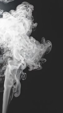 Abstract White Smoke Swirling Against a Dark Background