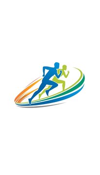 Abstract Runner Athletes Dynamic Fitness Logo Vector Icon Design