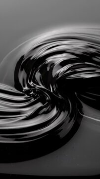Abstract Swirling Black Liquid Vortex Creating Smooth Ripples and Waves