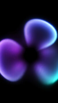Abstract Glowing Purple and Blue Flower Shape Pulsing in Dark Background