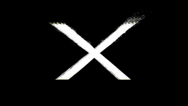 Pack of hand-drawn stop motion cross marks with aggressive digital glitch distortion and high-contrast texture. Dynamic graphic elements designed for overlay and masking.