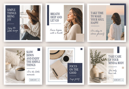 Vintage lifestyle and well being social media template