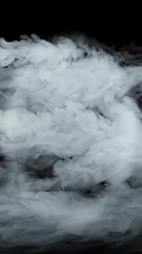 Thick White Smoke Swirling Against a Black Background