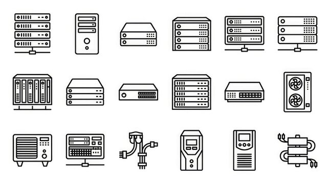 Server computer icons set