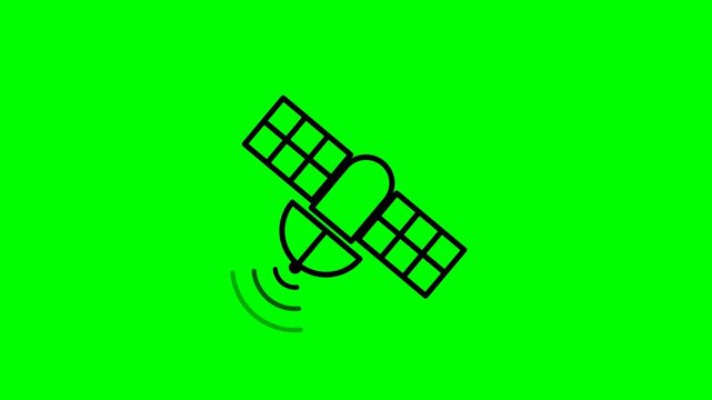 Satellite communication icon vector design with signal transmission waves for global network connectivity and data broadcast systems animation