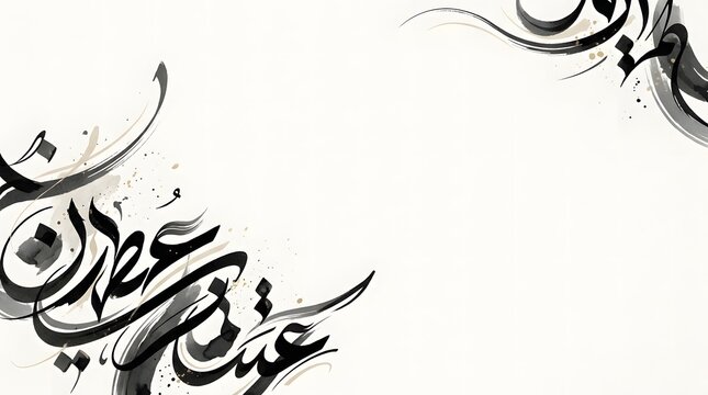 Elegant Islamic Calligraphy Design with Arabic Script on White Background.