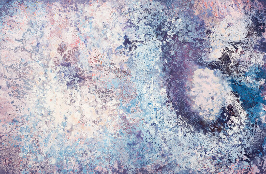 Abstract purple and blue paint splatter texture background